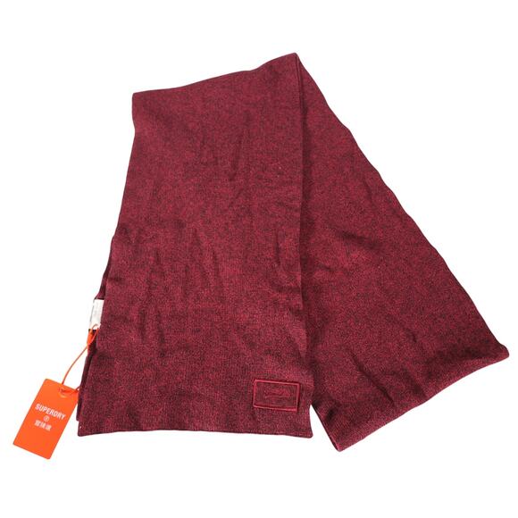 Superdry Vintage Logo Cotton Knit Scarf – Dark Red Grit – NWT - Picture 2 of 4